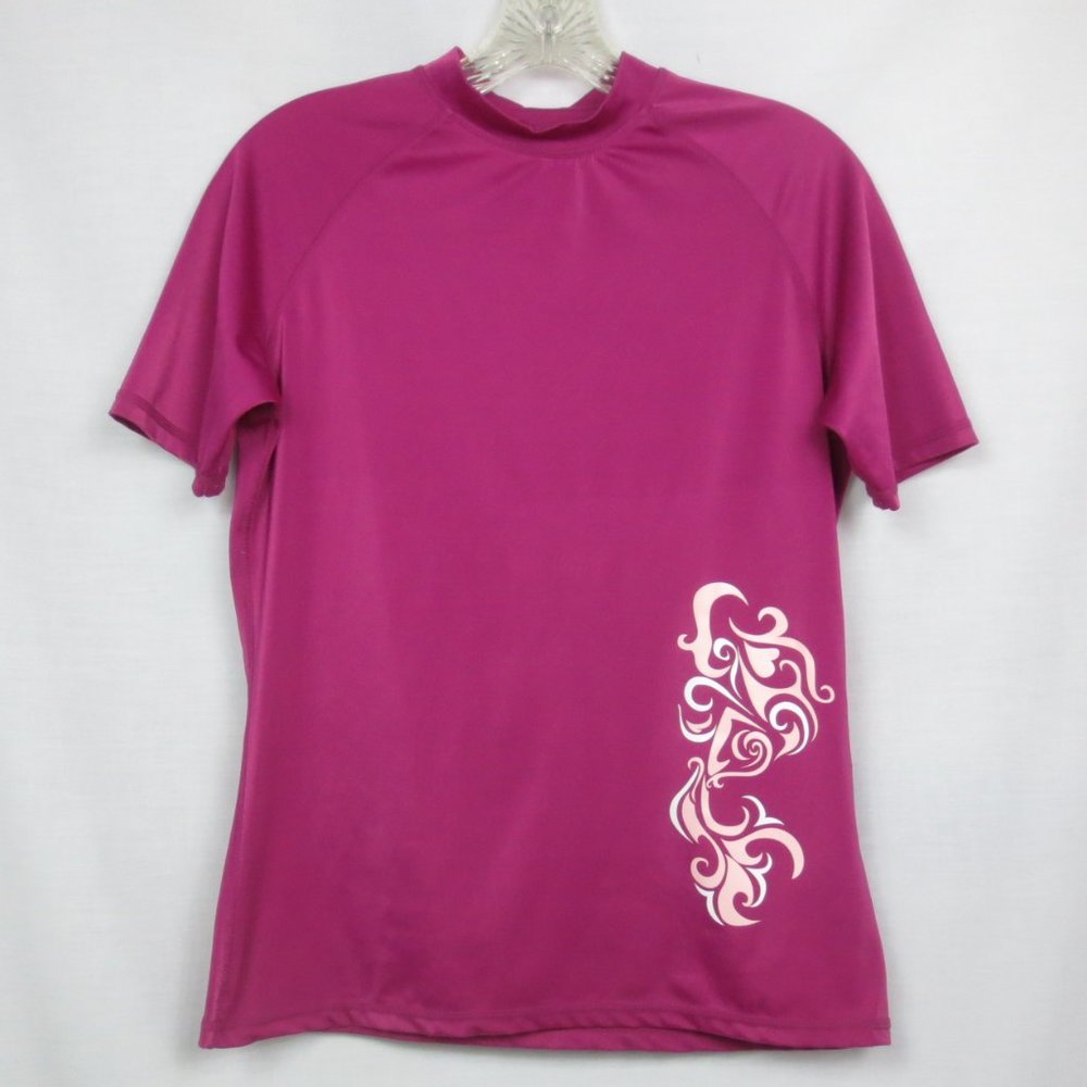 NEW Kanu Surf Top UPF 50+ Hot Fuchsia Rash Guard Tribal Print Activewear Size M
